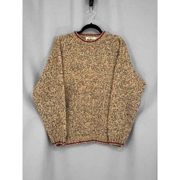 Vtg Eddie Bauer Legends Sweater Mens Medium Tan Ragg Wool Knit Cabincore - Picture 1 of 11